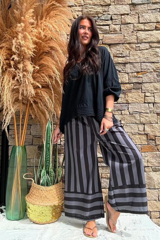 Prairie Pintuck Cotton Smock Black